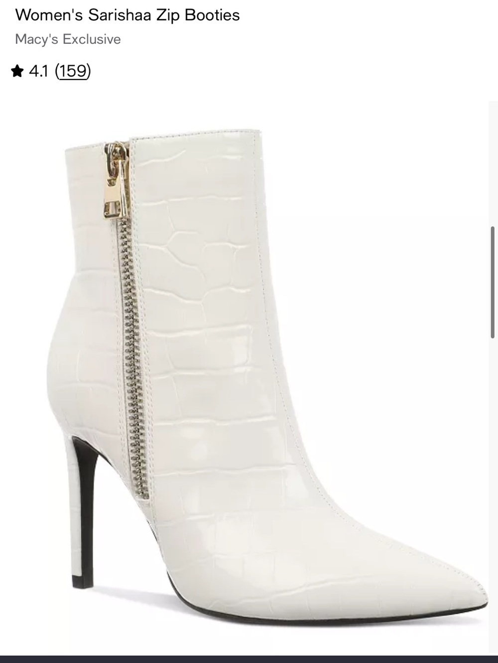 I.N.C. Women's Sarishaa Zip Croc-Embossed white ankle boot sz 8 NWT